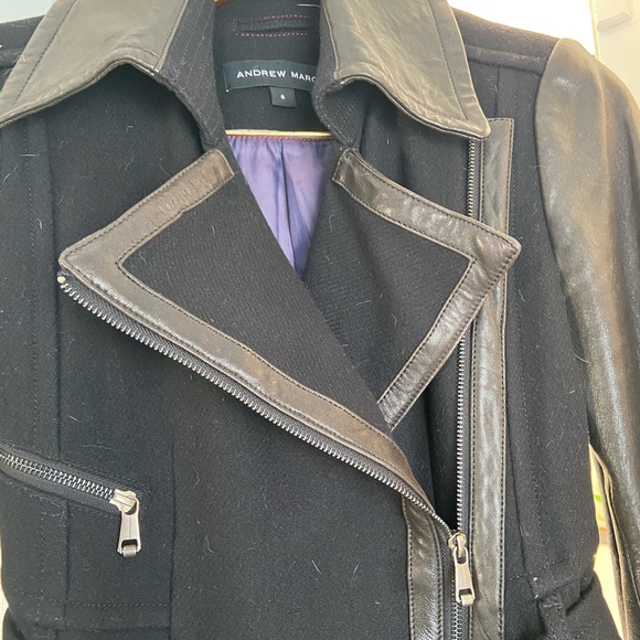 Andrew Marc Black Size 6 Wool & Leather Coat - Picture 15 of 15